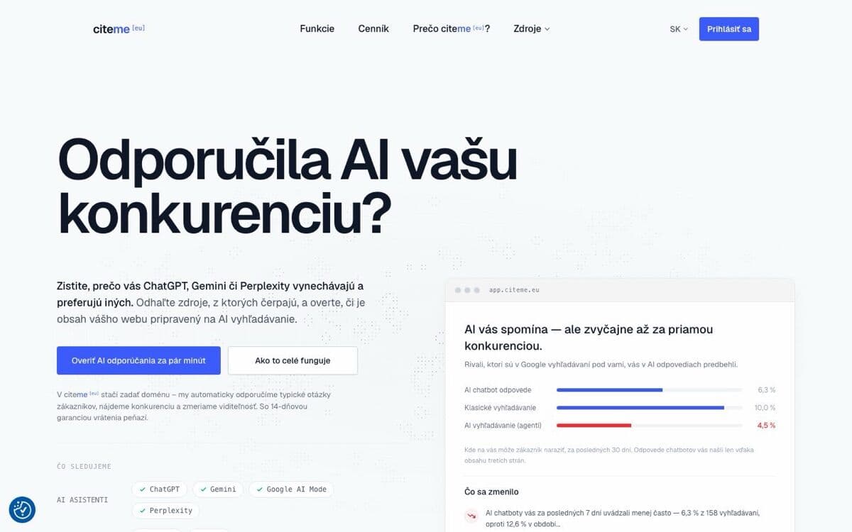 Úvodná stránka webu citeme.eu