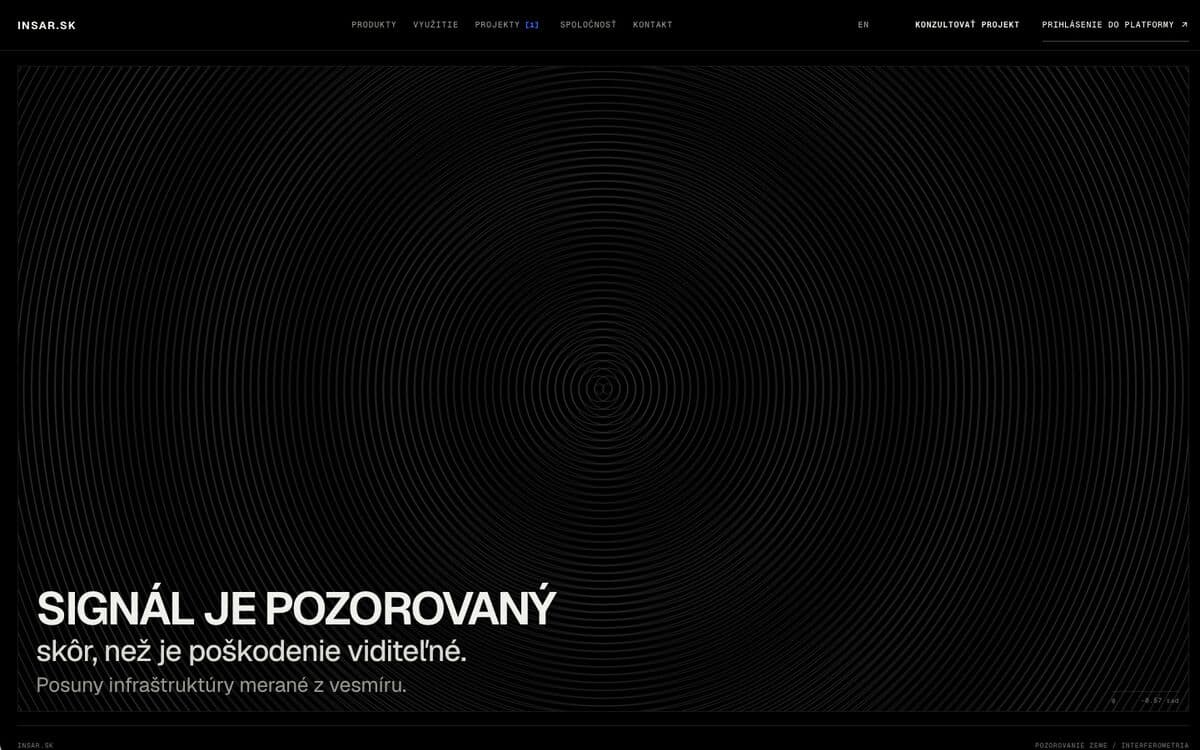 Úvodná stránka webu insar.sk