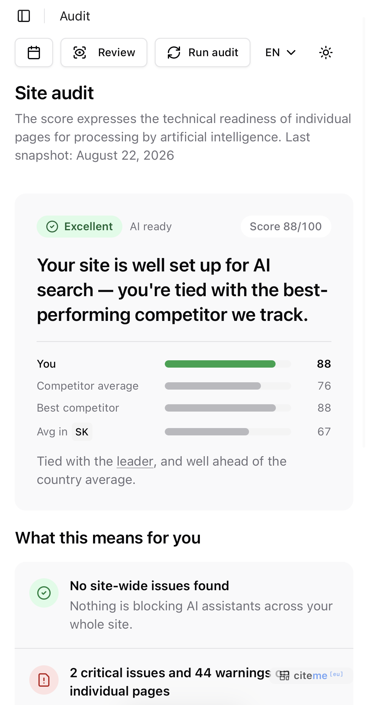 Site audit — technical (free) and content